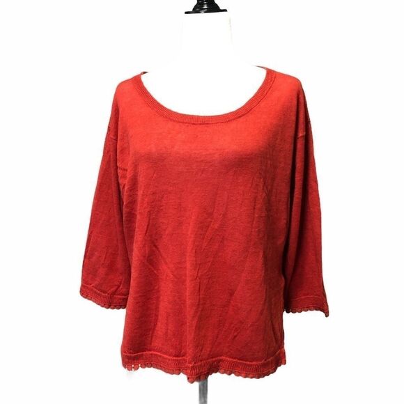 🚨 J. Crew Linen Burnt Orange Knitted Blouse - Picture 1 of 8